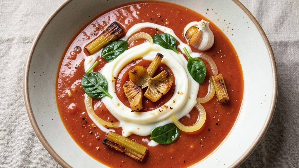 Au Bon Pain Tomato Florentine Soup Recipe: Herb-Infused Velvety Richness With Crispy Celery Crowns