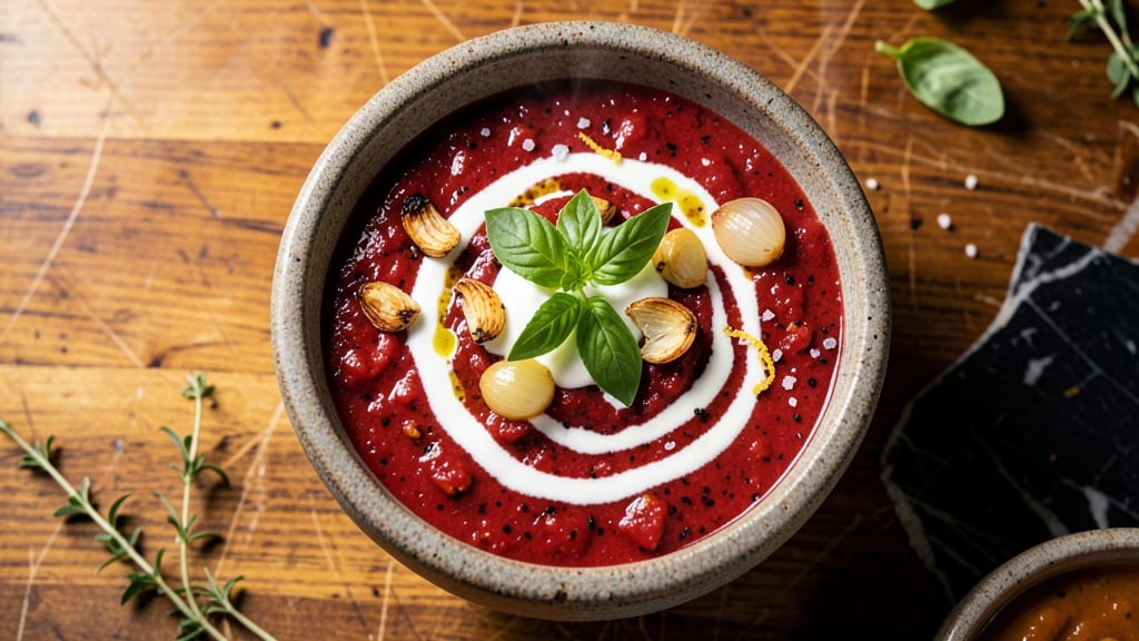 Arash Hashemi's Tomato Soup Recipe: Smoky Garlic Roast Base With Fresh Basil Finish