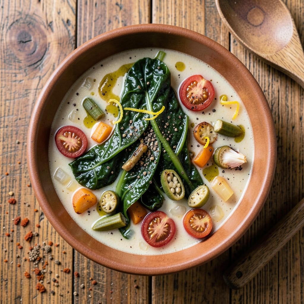 African American Vegetable Soup Recipe: Collard Greens, Okra, and Tomato Richness