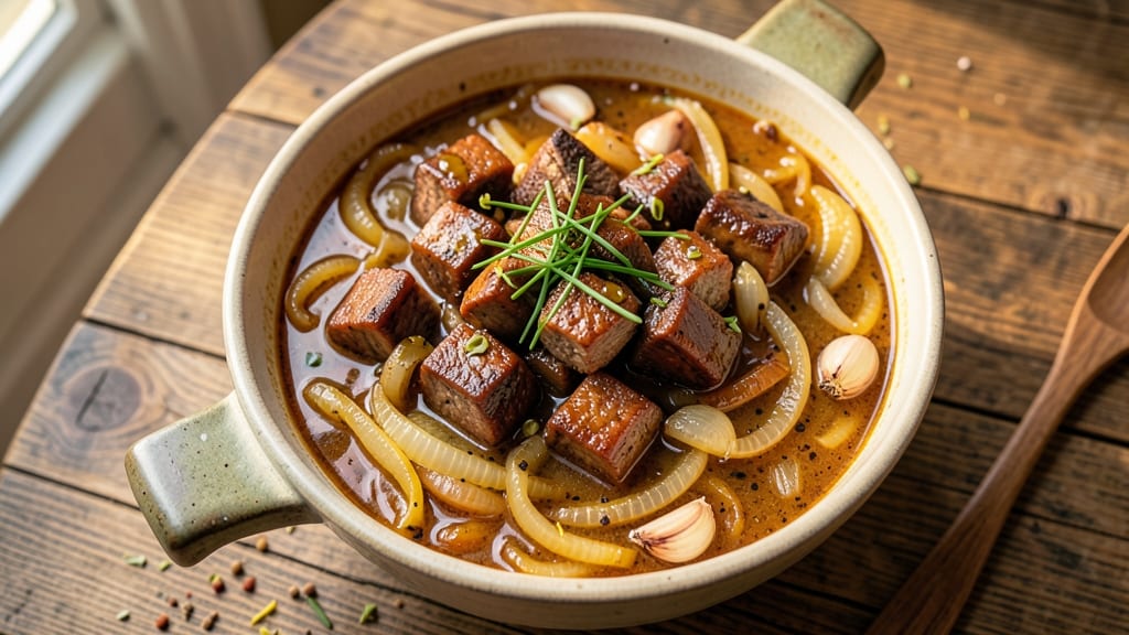 Beefy Onion Soup Recipe: Crispy Topped, Gruyère-Infused Richness