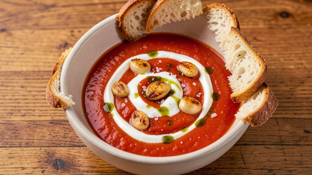 Atlanta Bread Company Tomato Soup Recipe: Silky Tomato Cream With Toasted Garlic Crunch