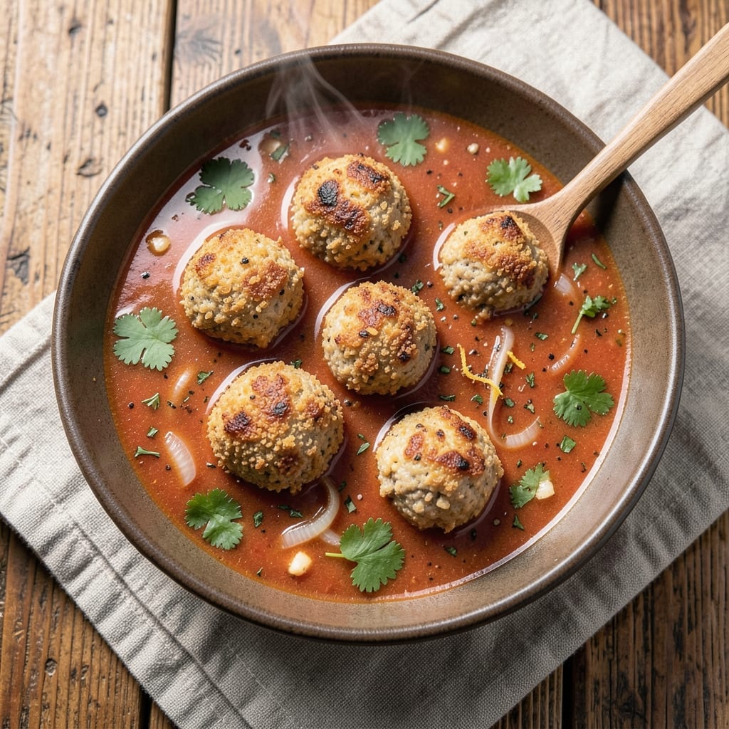 Albondigas Soup Recipe with Ground Turkey: Spiced Meatballs in Tomato-Basil Broth