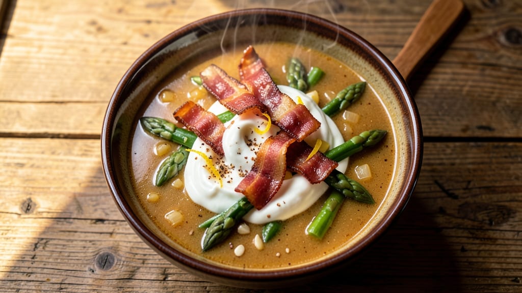Asparagus Bacon Soup Recipe: Smoky Bacon Crunch Meets Silky Greens