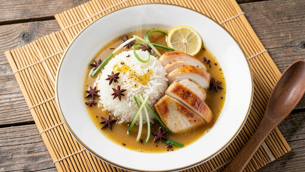 Asian Rice Soup Recipe: Star-Anise Infused Broth with Chewy Jasmine Rice