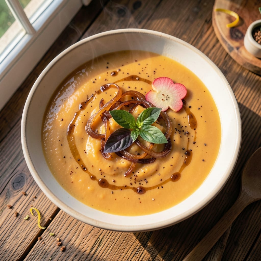 Acorn Squash and Coconut Milk Soup Recipe: Spiced Creaminess With Toasted Coconut Topping