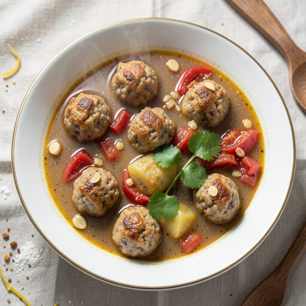 Almondigas Soup Recipe: Golden Meatballs in Silky Tomato Broth