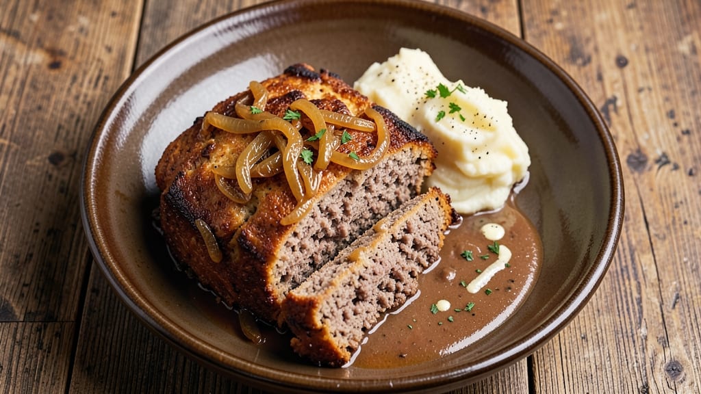Beefy Onion Soup Meatloaf Recipe: Onion-Infused Loaf With Soup Topping