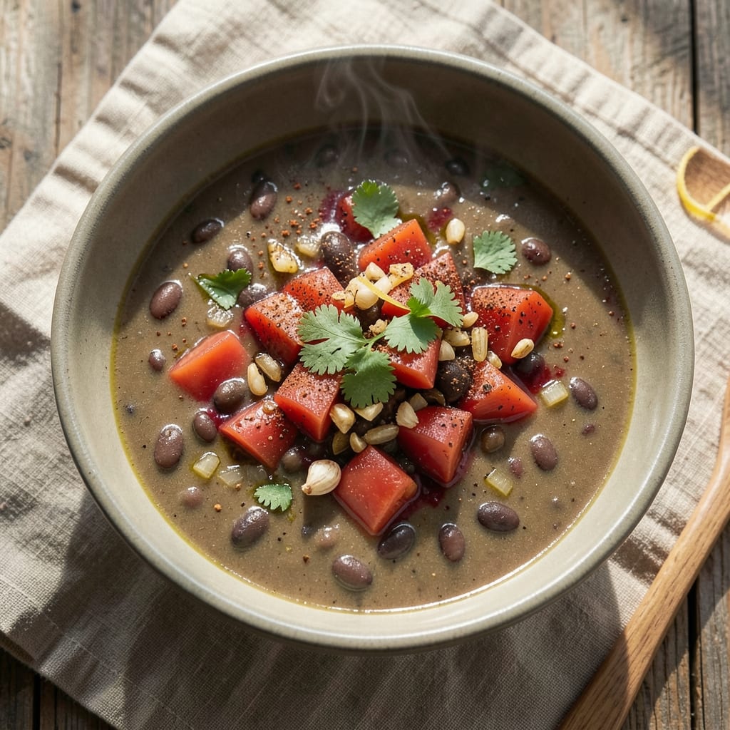 20 Minute Black Bean Soup Recipe: Spiced Tomato and Cumin Velvety Richness