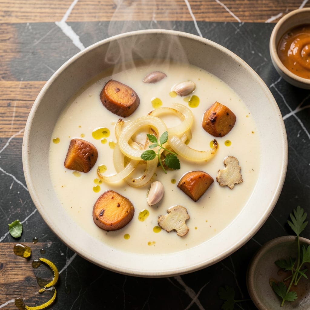 African Sweet Potato Soup Recipe: Spiced Coconut Cream Velvety Blend
