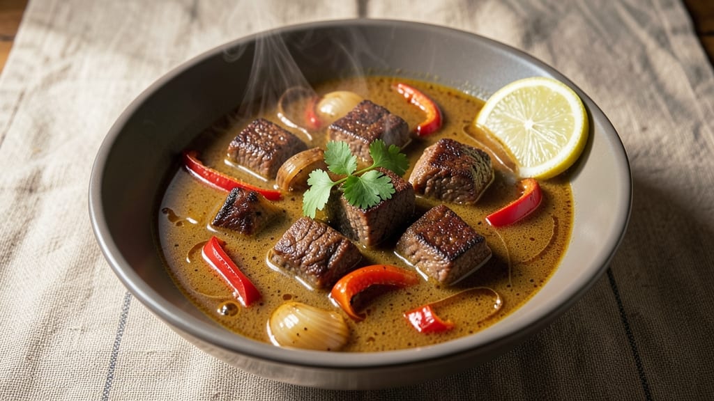 Beef Curry Soup Recipe: Spiced Tomato Gravy Over Fragrant Jasmine Rice