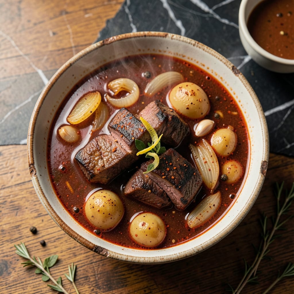 54th Street Outlaw Steak Soup Recipe: Smoky Beef and Peppery Potato Layers