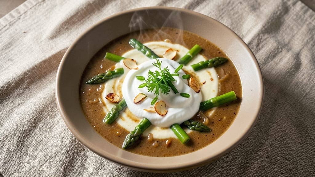 Asparagus Soup Recipe with Sour Cream: Velvety Green Delight With Tangy Swirl