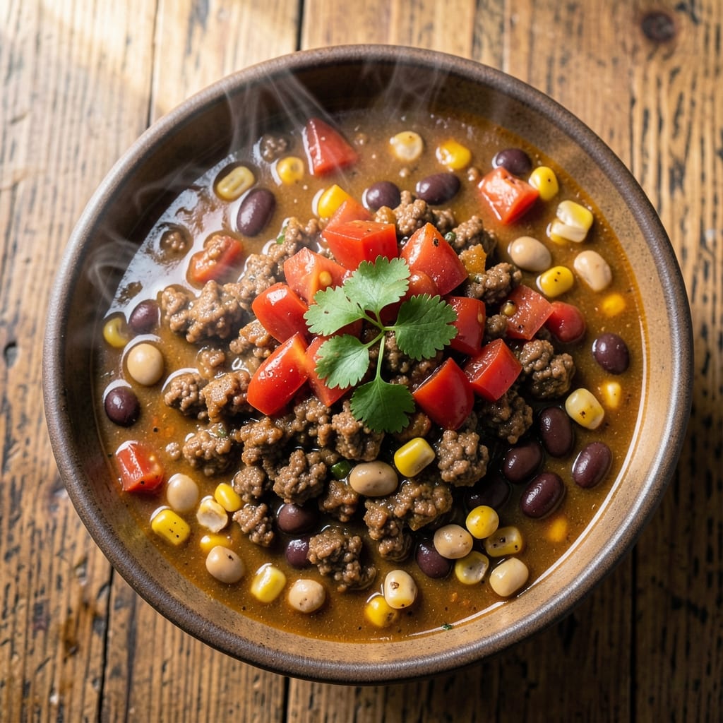 8-Can Taco Soup Recipe With Ground Beef: Hearty Tex-Mex One-Pot Feast