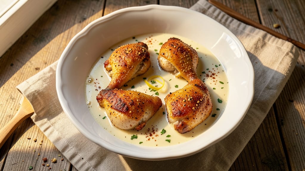 Baked Chicken Thighs With Cream of Chicken Soup Recipe: Creamy-Sauced Crispy Skin in One Pan