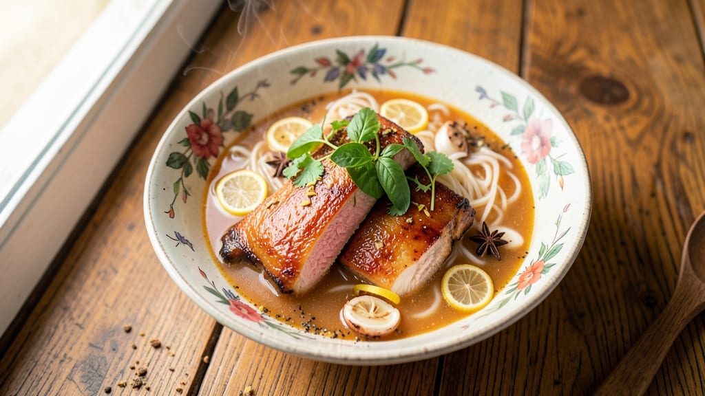 Asian Style Chicken Noodle Soup Recipe: Star-Anise Infused Broth with Chewy Rice Noodles
