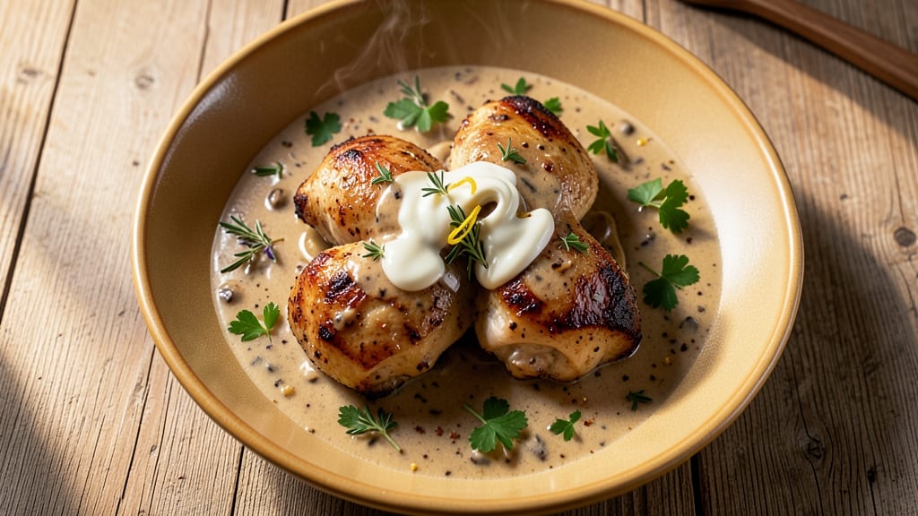 Baked Chicken Thighs With Cream of Mushroom Soup Recipe: Crispy Skin, Creamy Mushroom Hug