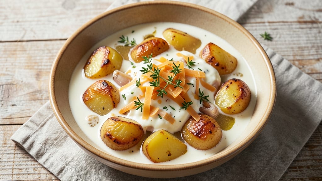 Baked Potato Soup Recipe No Bacon: Velvety Cheese Swirls and Herb-Infused Crunch