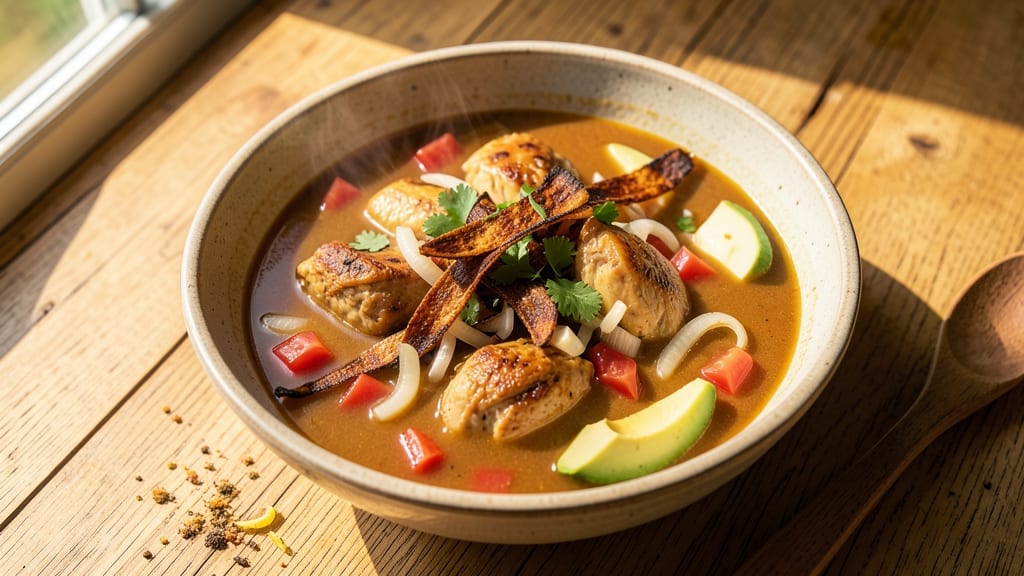 Basic Chicken Tortilla Soup Recipe: Crispy Tortilla Crowns and Zesty Lime Kick
