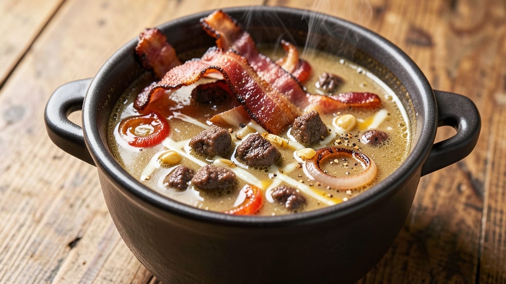 Bacon Cheeseburger Crock Pot Soup Recipe: Smoky Bacon and Umami-Rich Broth