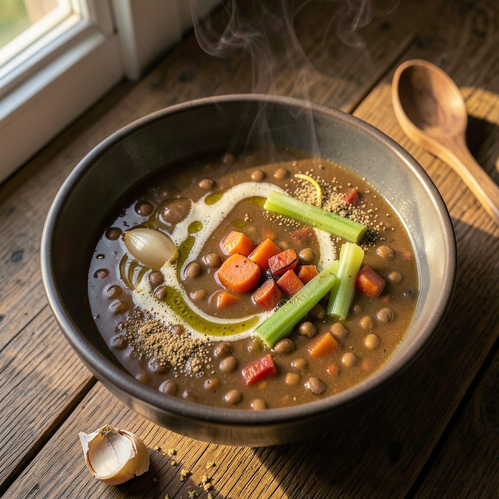 5 Star Lentil Soup Recipe: Earthy Spice Symphony With Crispy Herb Crown