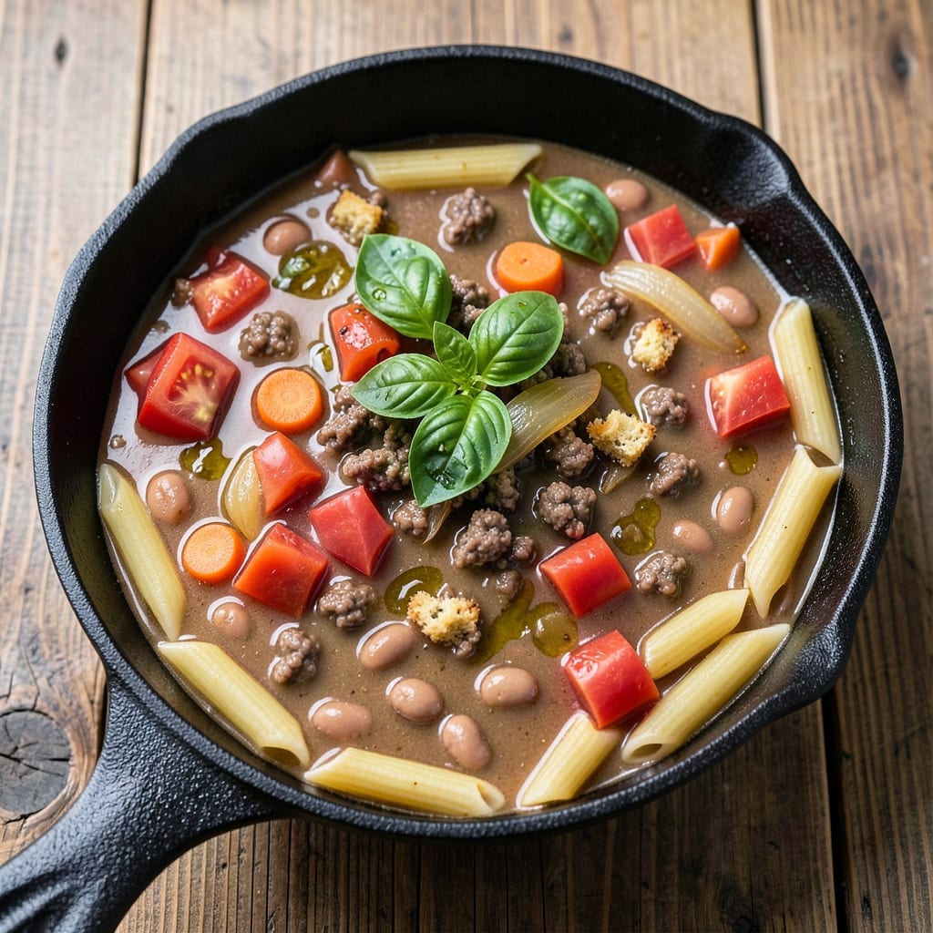 30-Minute Hamburger Minestrone Soup Recipe: Hearty Pasta and Veggie-Packed One-Pot