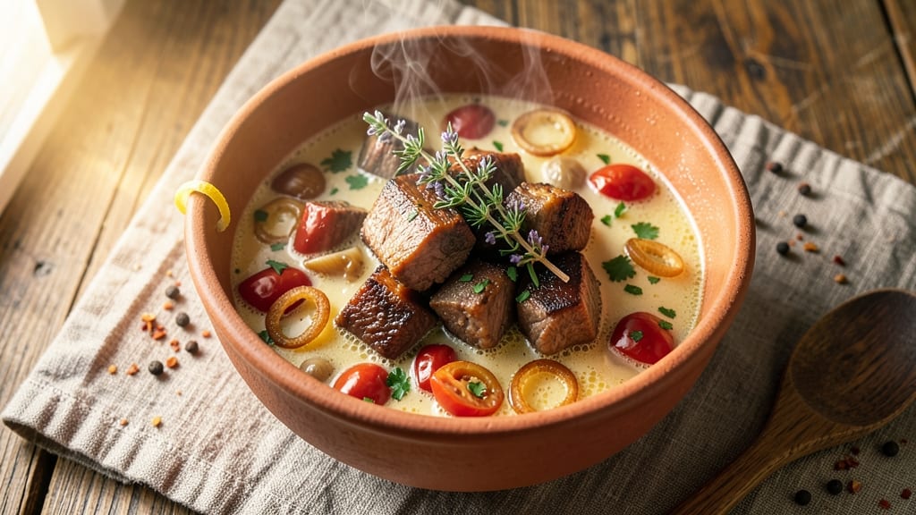 Beef Rivel Soup Recipe: Silky Egg Ribbons in Fragrant Herb-Infused Broth