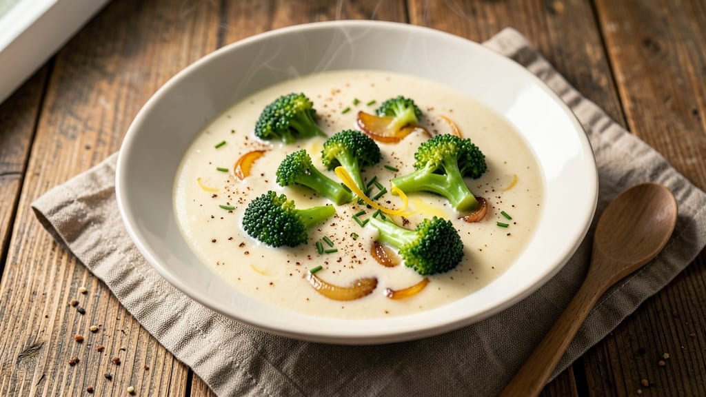 Award-Winning Cream of Broccoli Soup Recipe: Velvety Silk With Nutty Cheese Crunch